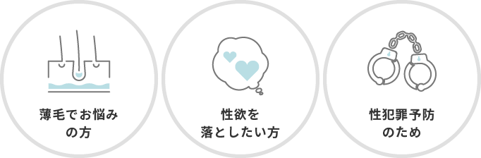 薄毛でお悩みの方、性欲を落としたい方、性犯罪予防のため